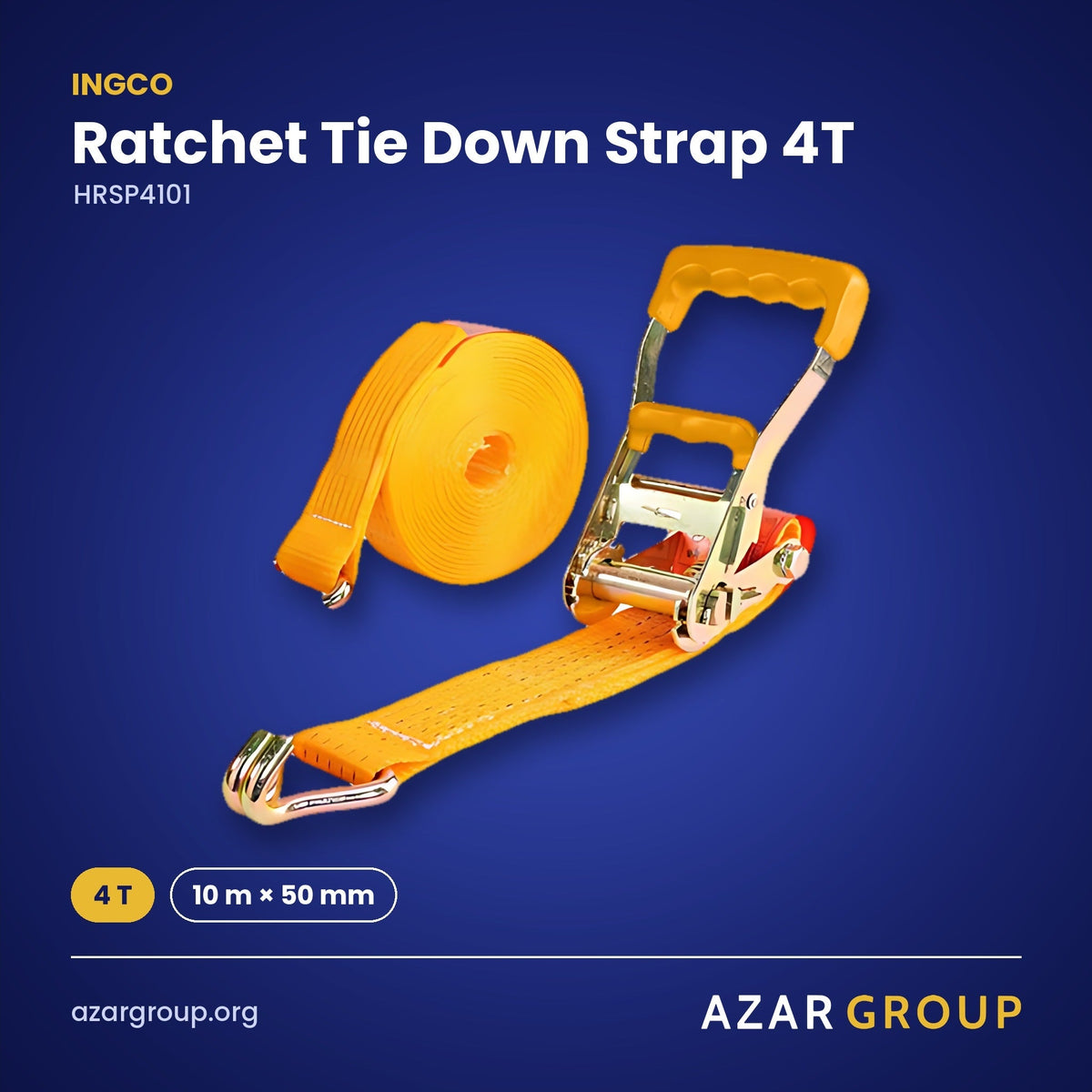 INGCO HRSP4101 Ratchet Tie Down Strap 4T – 4 T, 10 m × 50 mm