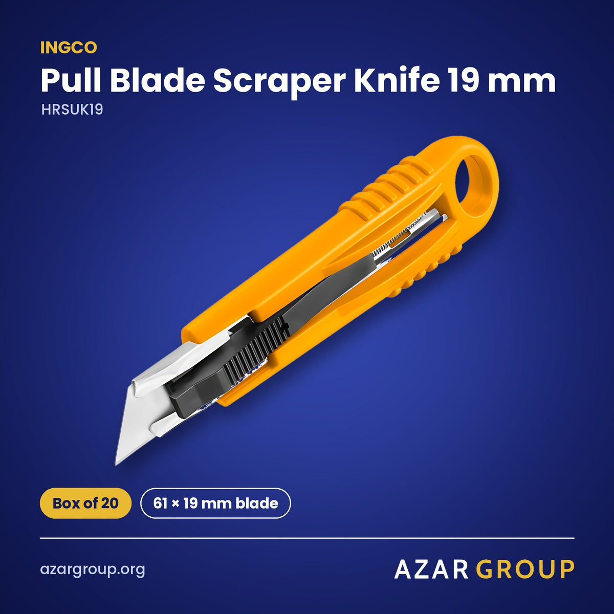 INGCO HRSUK19 Pull Blade Scraper Knife 19 mm – Box of 20, 61 × 19 mm blade