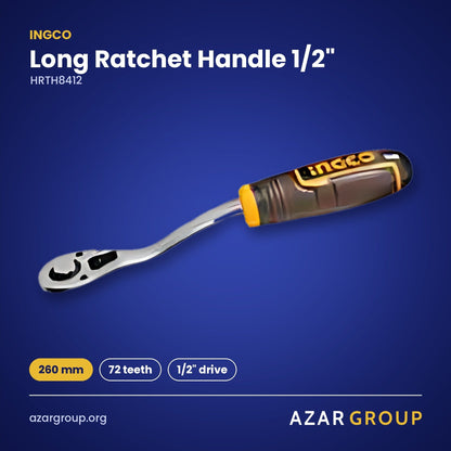 INGCO HRTH8412 Long Ratchet Handle 1/2" – 260 mm, 72 teeth, 1/2" drive
