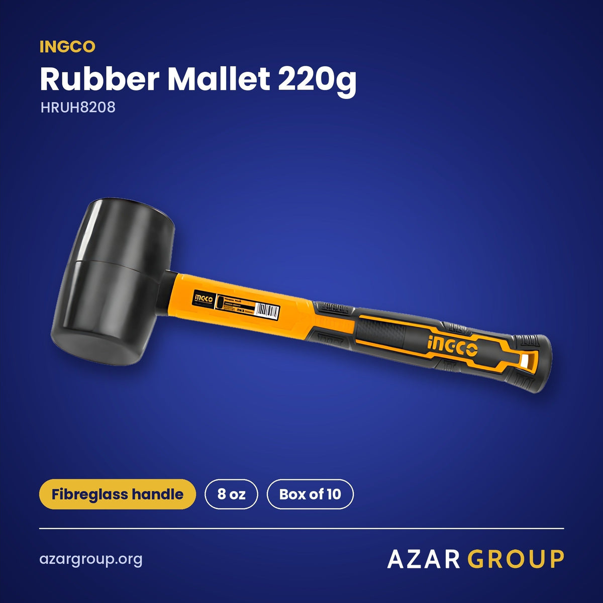 INGCO HRUH8208 Rubber Mallet 220g – Fibreglass handle, 8 oz, Box of 10