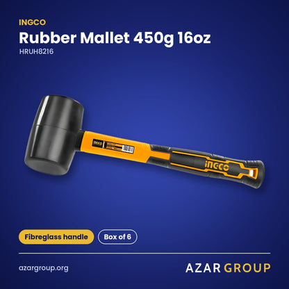 INGCO HRUH8216 Rubber Mallet 450g 16oz – Fibreglass handle, Box of 6
