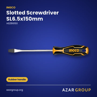 INGCO HS286150 Slotted Screwdriver SL6.5x150mm – Rubber handle