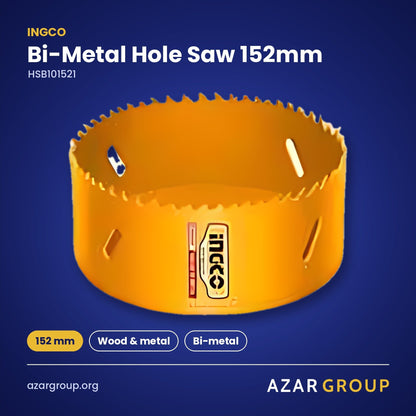 INGCO HSB101521 Bi-Metal Hole Saw 152mm – 152 mm, Wood & metal, Bi-metal