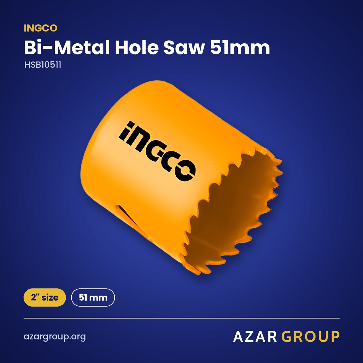INGCO HSB10511 Bi-Metal Hole Saw 51mm – 2" size, 51 mm