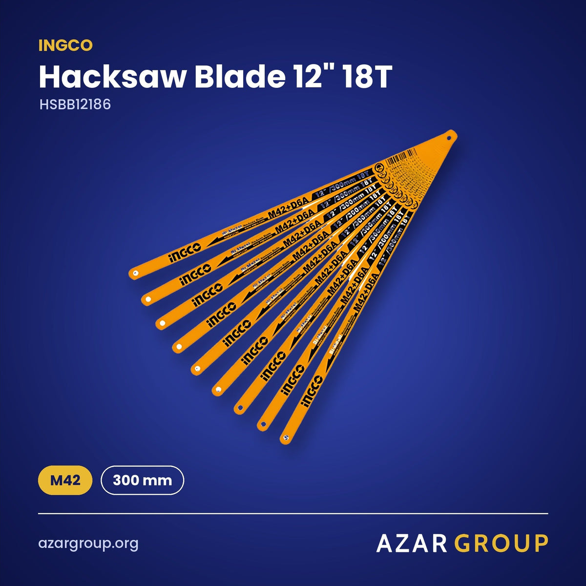 INGCO HSBB12186 Hacksaw Blade 12" 18T – M42, 300 mm