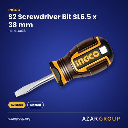 INGCO HSDSL6038 S2 Screwdriver Bit SL6.5 x 38 mm – S2 steel, Slotted