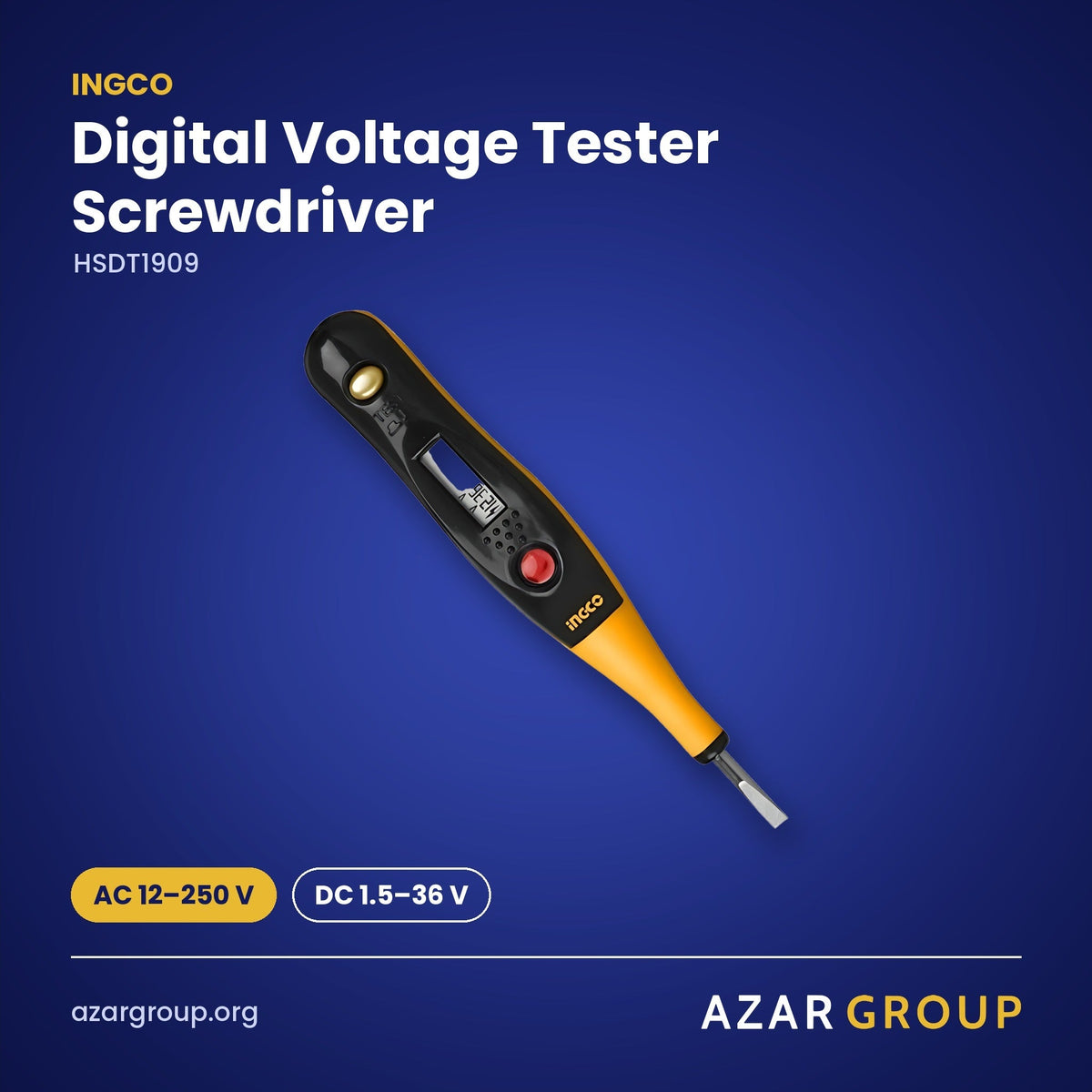 INGCO HSDT1909 Digital Voltage Tester Screwdriver – AC 12–250 V, DC 1.5–36 V