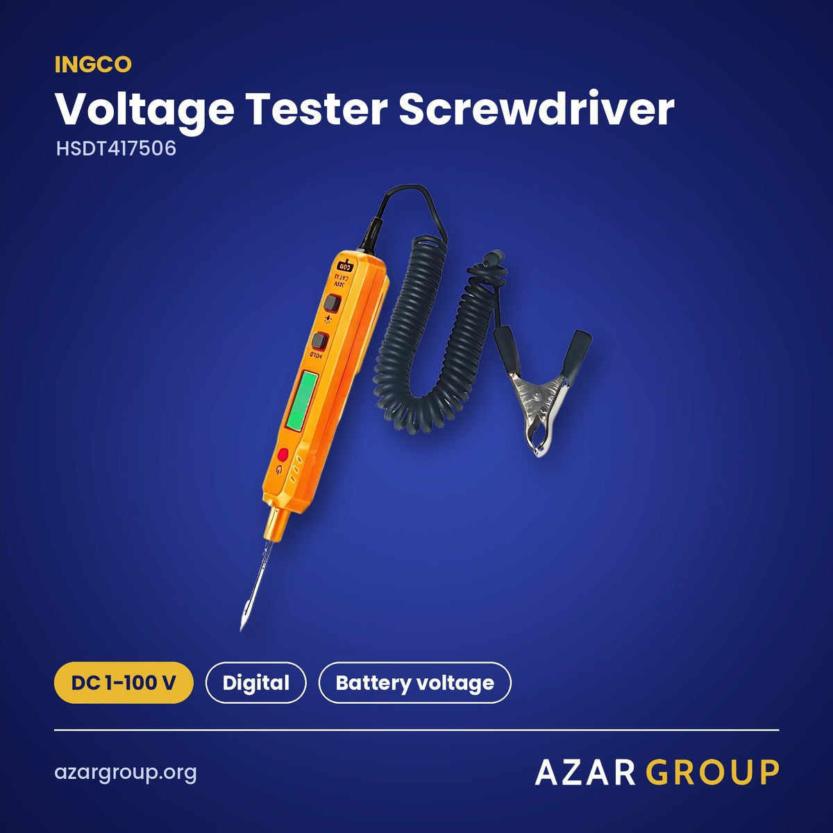 INGCO HSDT417506 Voltage Tester Screwdriver – DC 1-100 V, Digital, Battery voltage