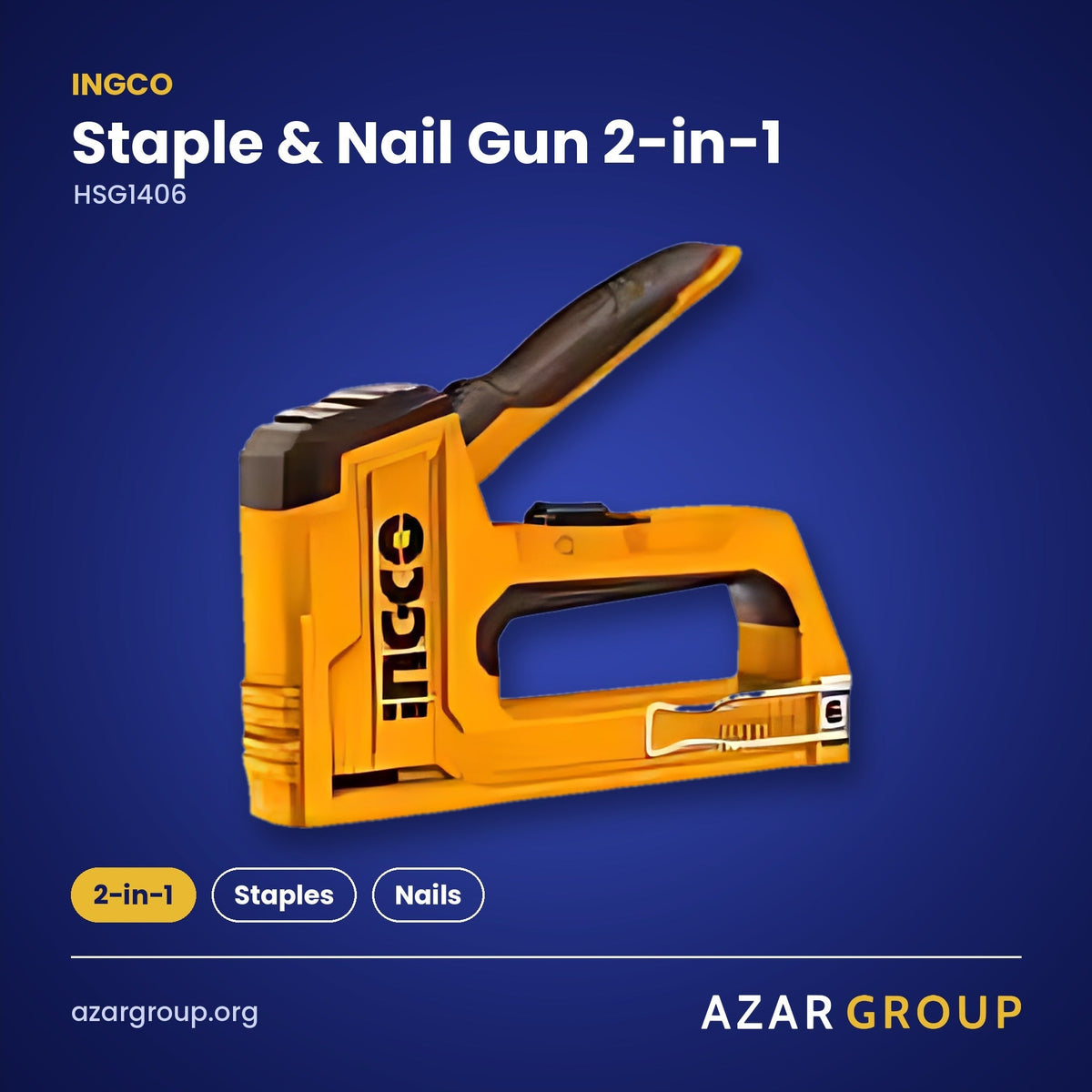 INGCO HSG1406 Staple & Nail Gun 2-in-1 – 2-in-1, Staples, Nails