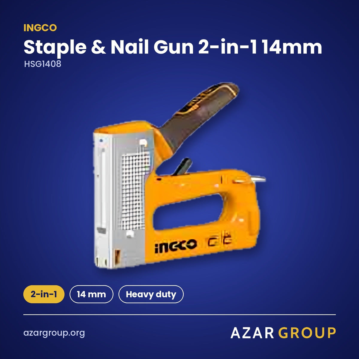 INGCO HSG1408 Staple & Nail Gun 2-in-1 14mm – 2-in-1, 14 mm, Heavy duty