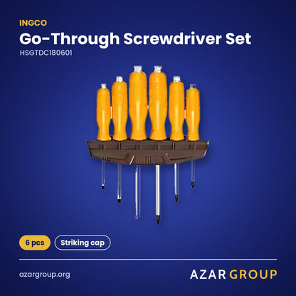 INGCO HSGTDC180601 Go-Through Screwdriver Set – 6 pcs, Striking cap