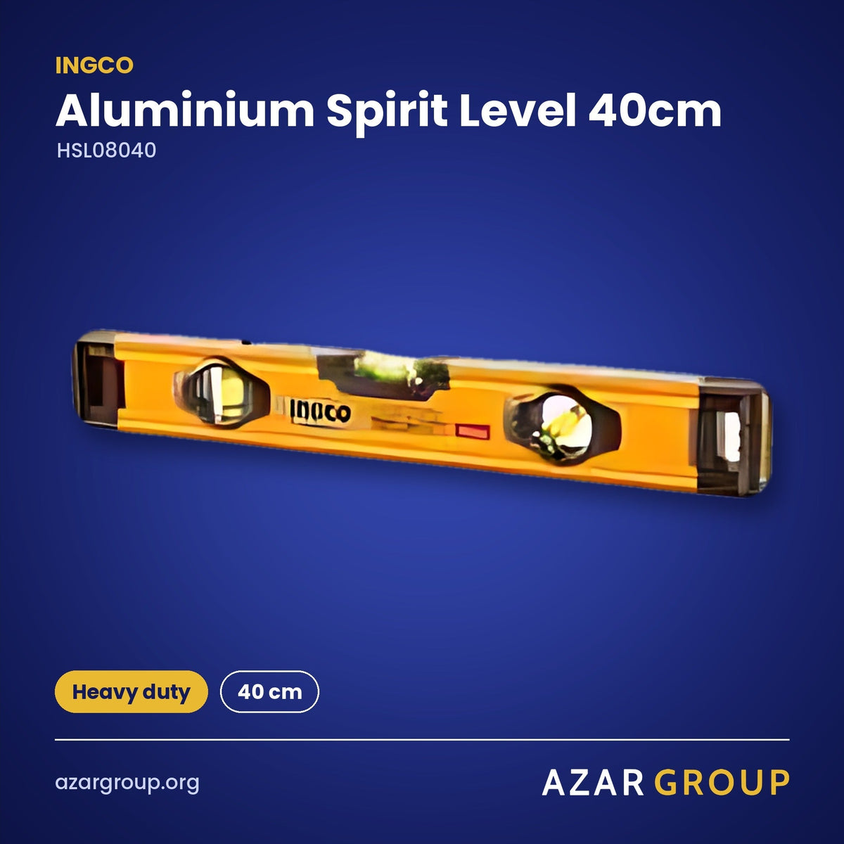 INGCO HSL08040 Aluminium Spirit Level 40cm – Heavy duty, 40 cm