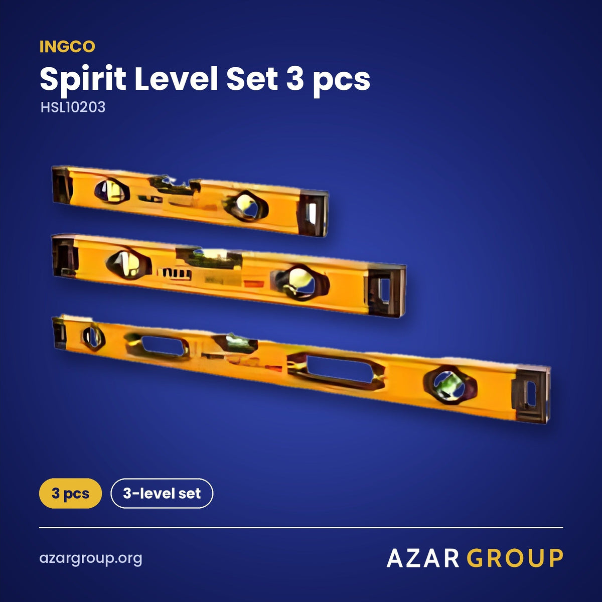 INGCO HSL10203 Spirit Level Set 3 pcs – 3 pcs, 3-level set