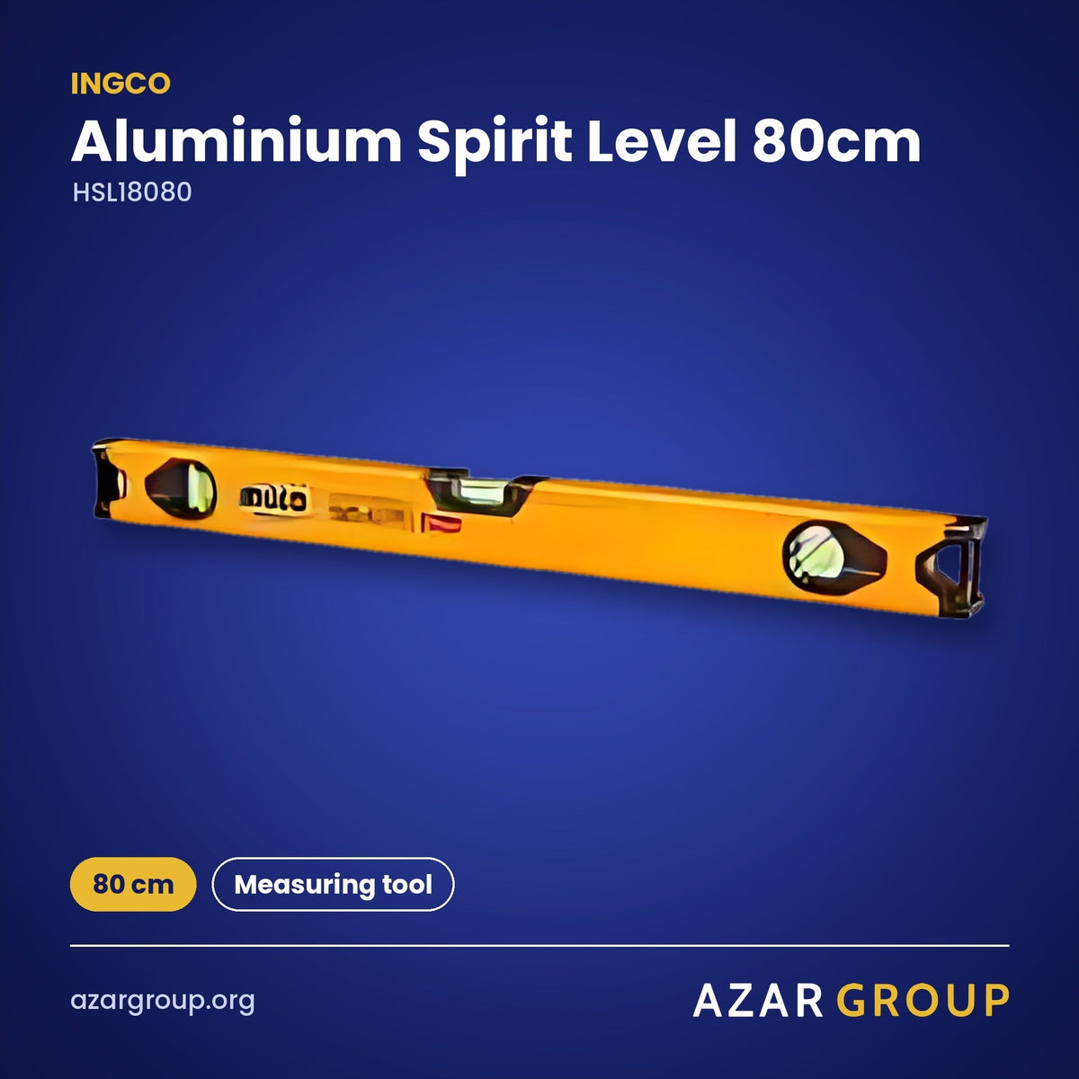 INGCO HSL18080 Aluminium Spirit Level 80cm – 80 cm, Measuring tool