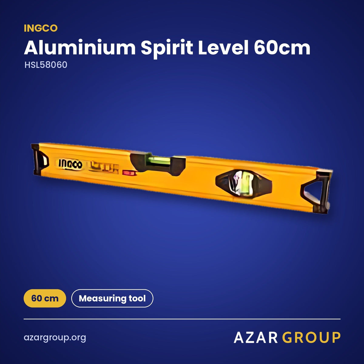 INGCO HSL58060 Aluminium Spirit Level 60cm – 60 cm, Measuring tool