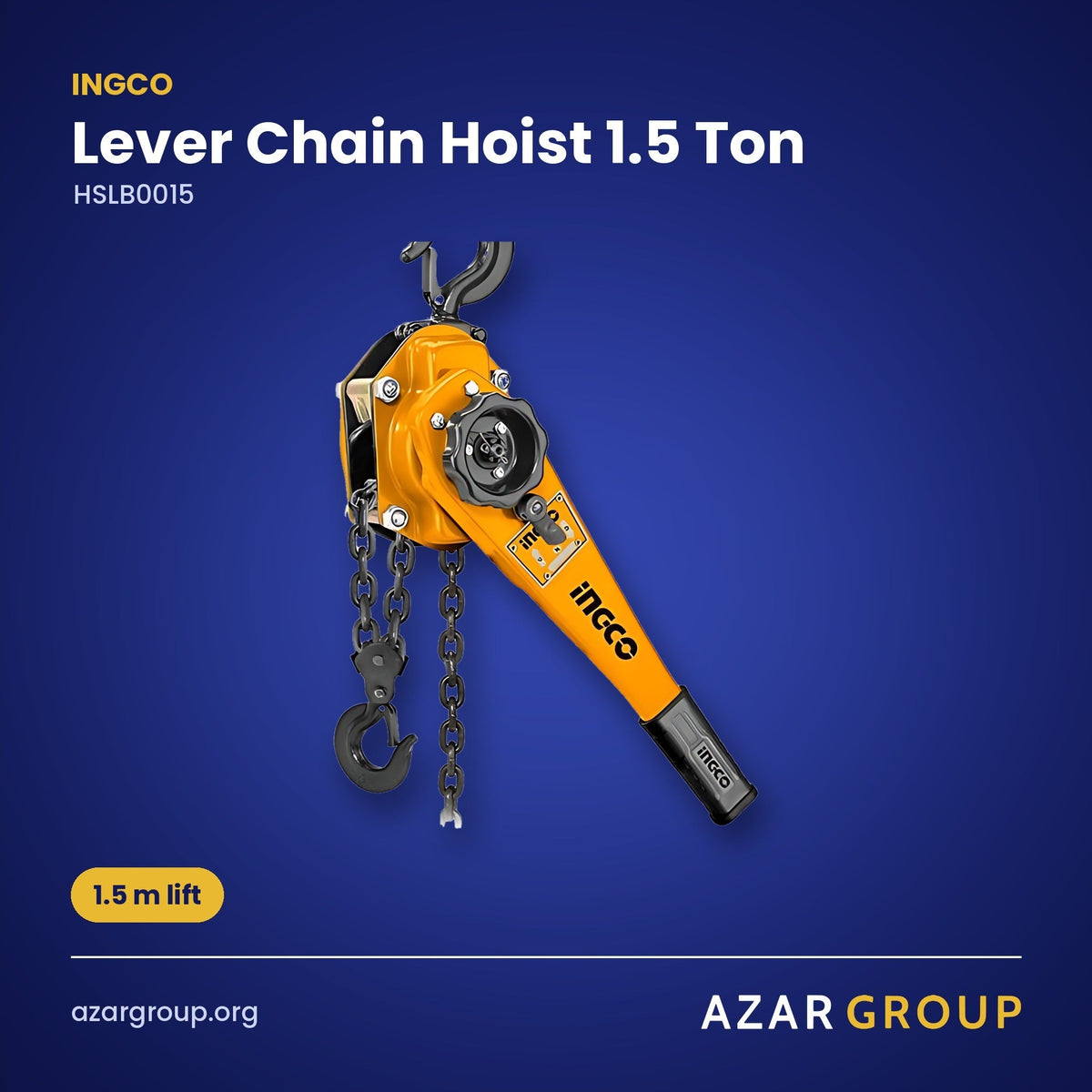 INGCO HSLB0015 Lever Chain Hoist 1.5 Ton – 1.5 m lift