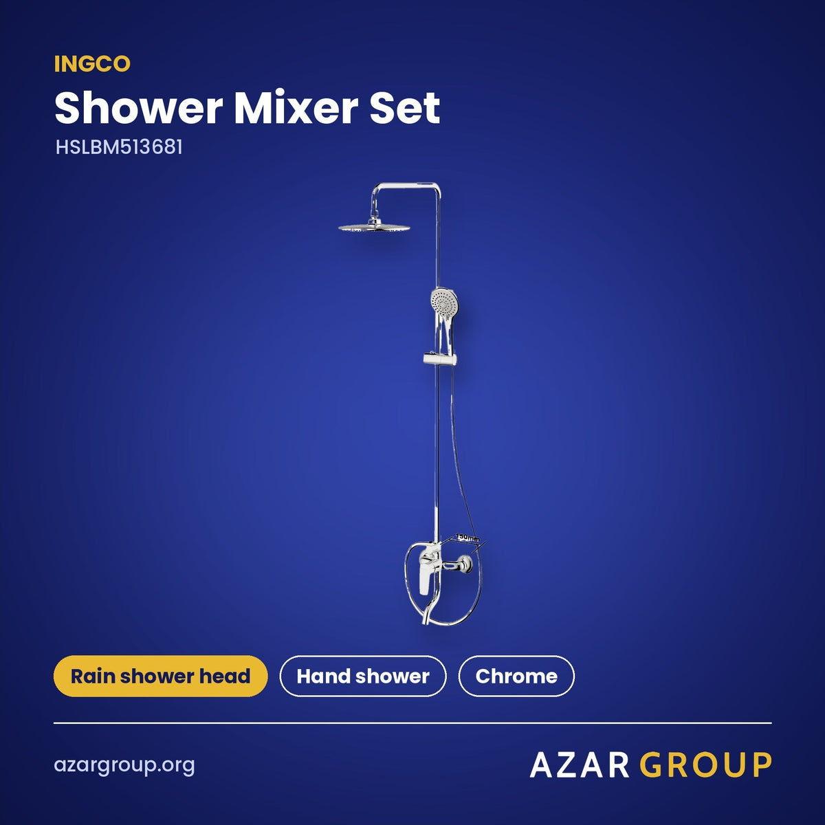 INGCO HSLBM513681 Shower Mixer Set – Rain shower head, Hand shower, Chrome