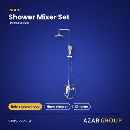 INGCO HSLBM513681 Shower Mixer Set – Rain shower head, Hand shower, Chrome