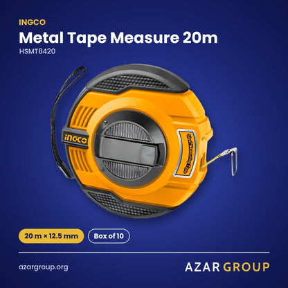 INGCO HSMT8420 Metal Tape Measure 20m – 20 m × 12.5 mm, Box of 10