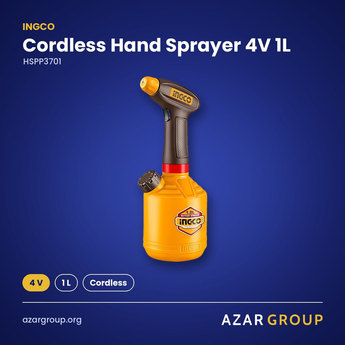 INGCO HSPP3701 Cordless Hand Sprayer 4V 1L – 4 V, 1 L, Cordless