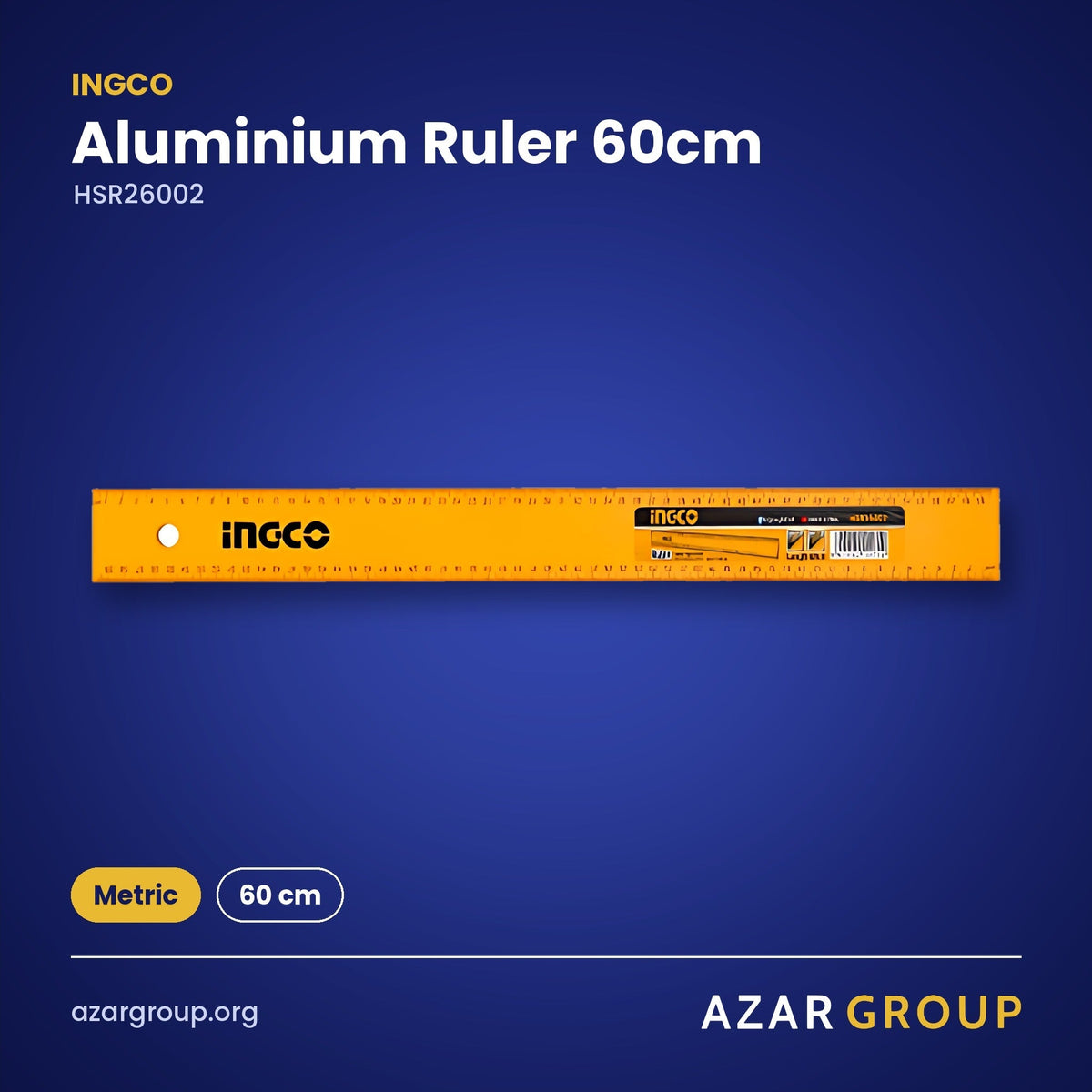 INGCO HSR26002 Aluminium Ruler 60cm – Metric, 60 cm