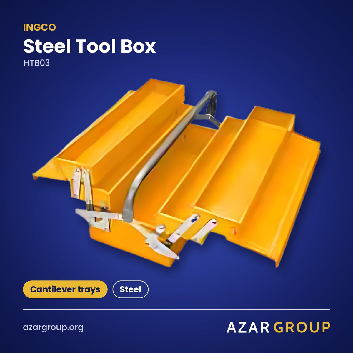 INGCO HTB03 Steel Tool Box – Cantilever trays, Steel