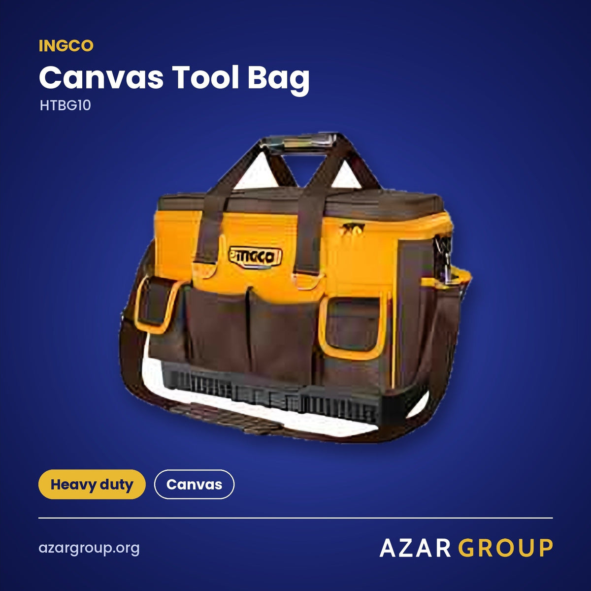 INGCO HTBG10 Canvas Tool Bag – Heavy duty, Canvas