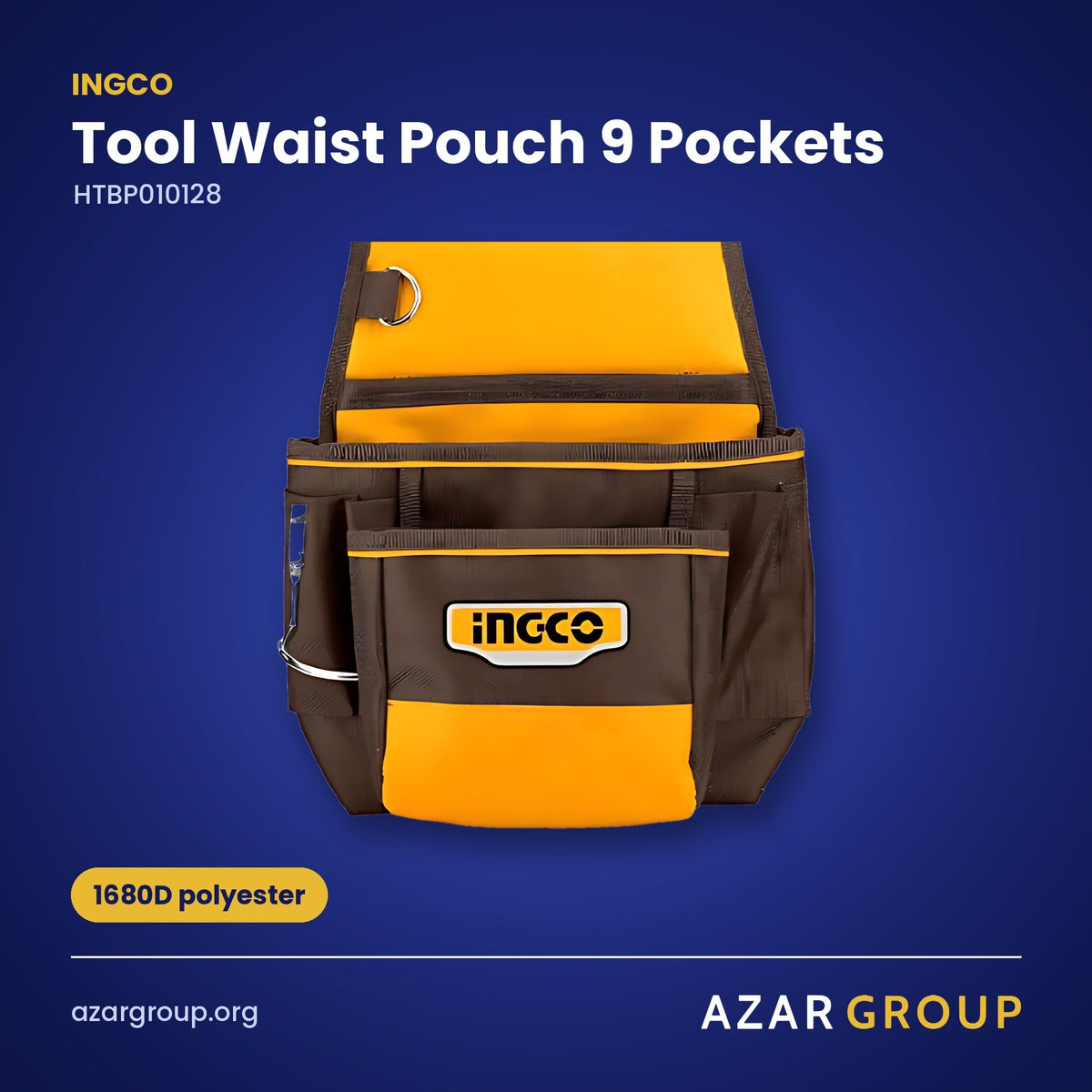 INGCO HTBP010128 Tool Waist Pouch 9 Pockets – 1680D polyester