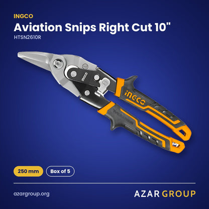 INGCO HTSN2610R Aviation Snips Right Cut 10" – 250 mm, Box of 5