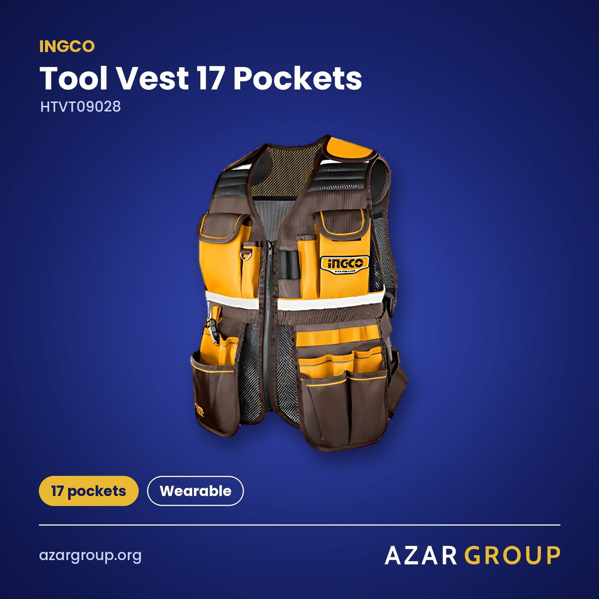 INGCO HTVT09028 Tool Vest 17 Pockets – 17 pockets, Wearable