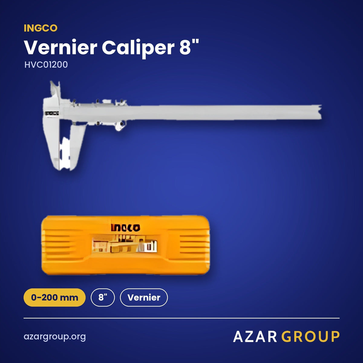INGCO HVC01200 Vernier Caliper 8" – 0-200 mm, 8", Vernier