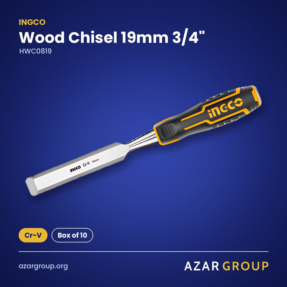 INGCO HWC0819 Wood Chisel 19mm 3/4" – Cr-V, Box of 10
