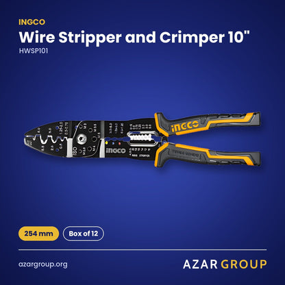 INGCO HWSP101 Wire Stripper and Crimper 10" – 254 mm, Box of 12