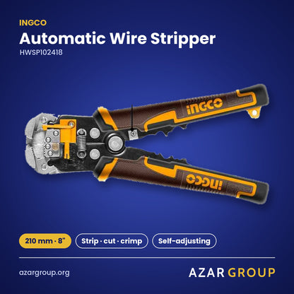 INGCO HWSP102418 Automatic Wire Stripper – 210 mm · 8″, Strip · cut · crimp, Self-adjusting