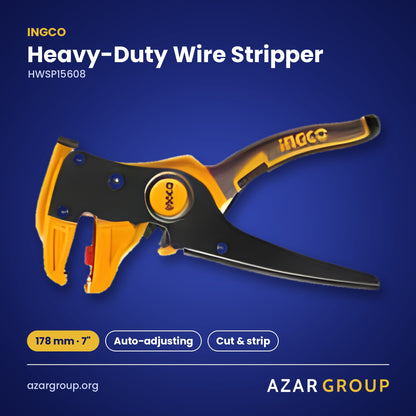 INGCO HWSP15608 Heavy-Duty Wire Stripper – 178 mm · 7″, Auto-adjusting, Cut & strip