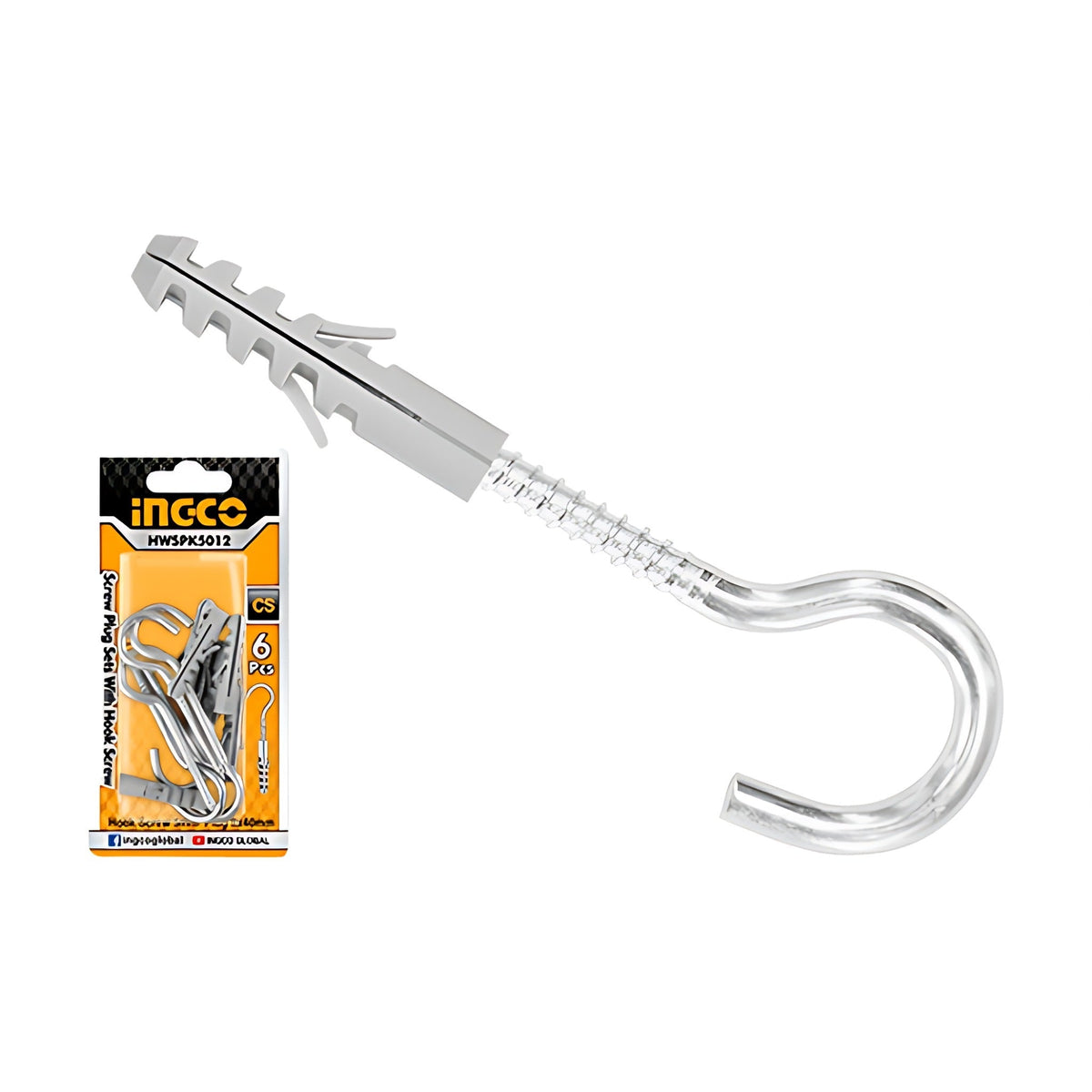 INGCO HWSPK5012 Open Hook Screws & Plugs 5mm