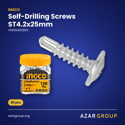 INGCO HWSS4202511 Self-Drilling Screws ST4.2x25mm – 80 pcs