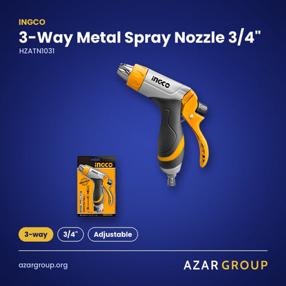 INGCO HZATN1031 3-Way Metal Spray Nozzle 3/4" – 3-way, 3/4", Adjustable