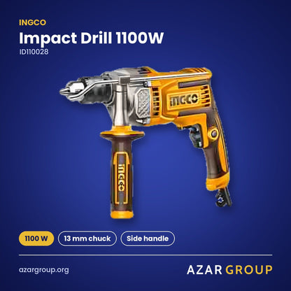INGCO ID110028 Impact Drill 1100W – 1100 W, 13 mm chuck, Side handle