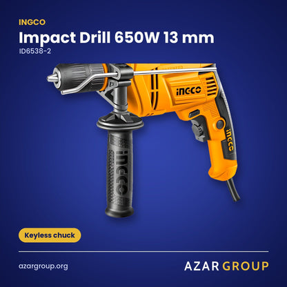 INGCO ID6538-2 Impact Drill 650W 13 mm – Keyless chuck