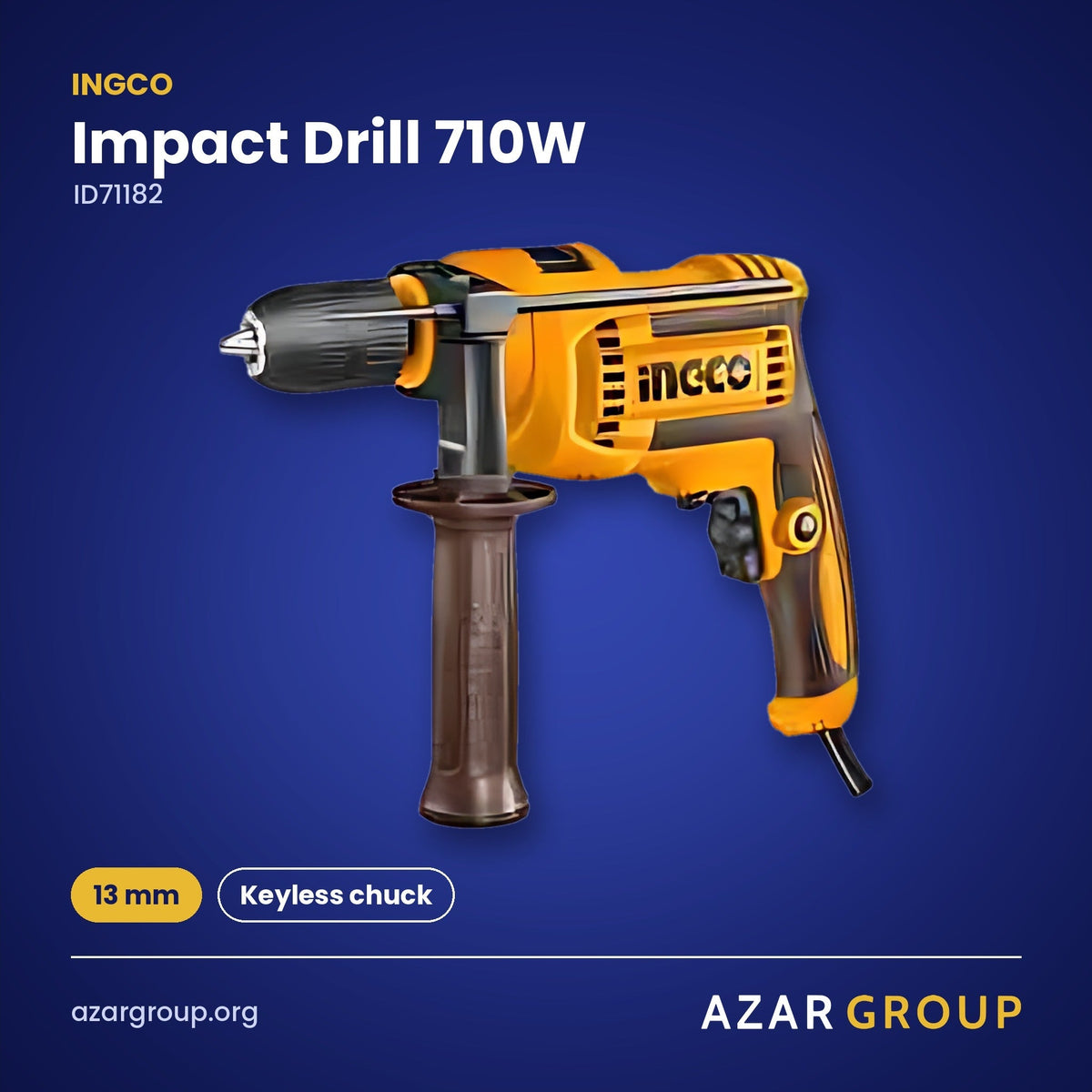 INGCO ID71182 Impact Drill 710W – 13 mm, Keyless chuck