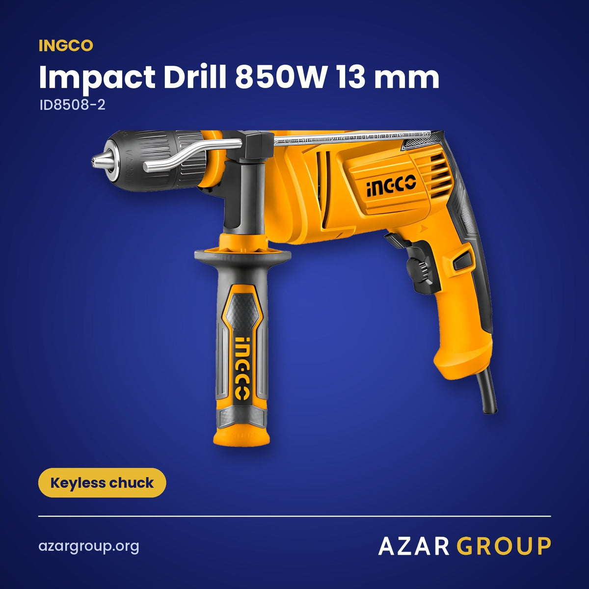 INGCO ID8508-2 Impact Drill 850W 13 mm – Keyless chuck