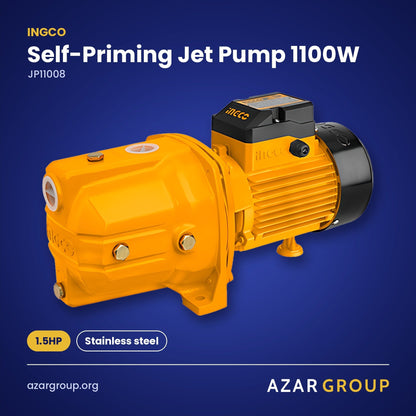 INGCO JP11008 Self-Priming Jet Pump 1100W – 1.5HP, Stainless steel