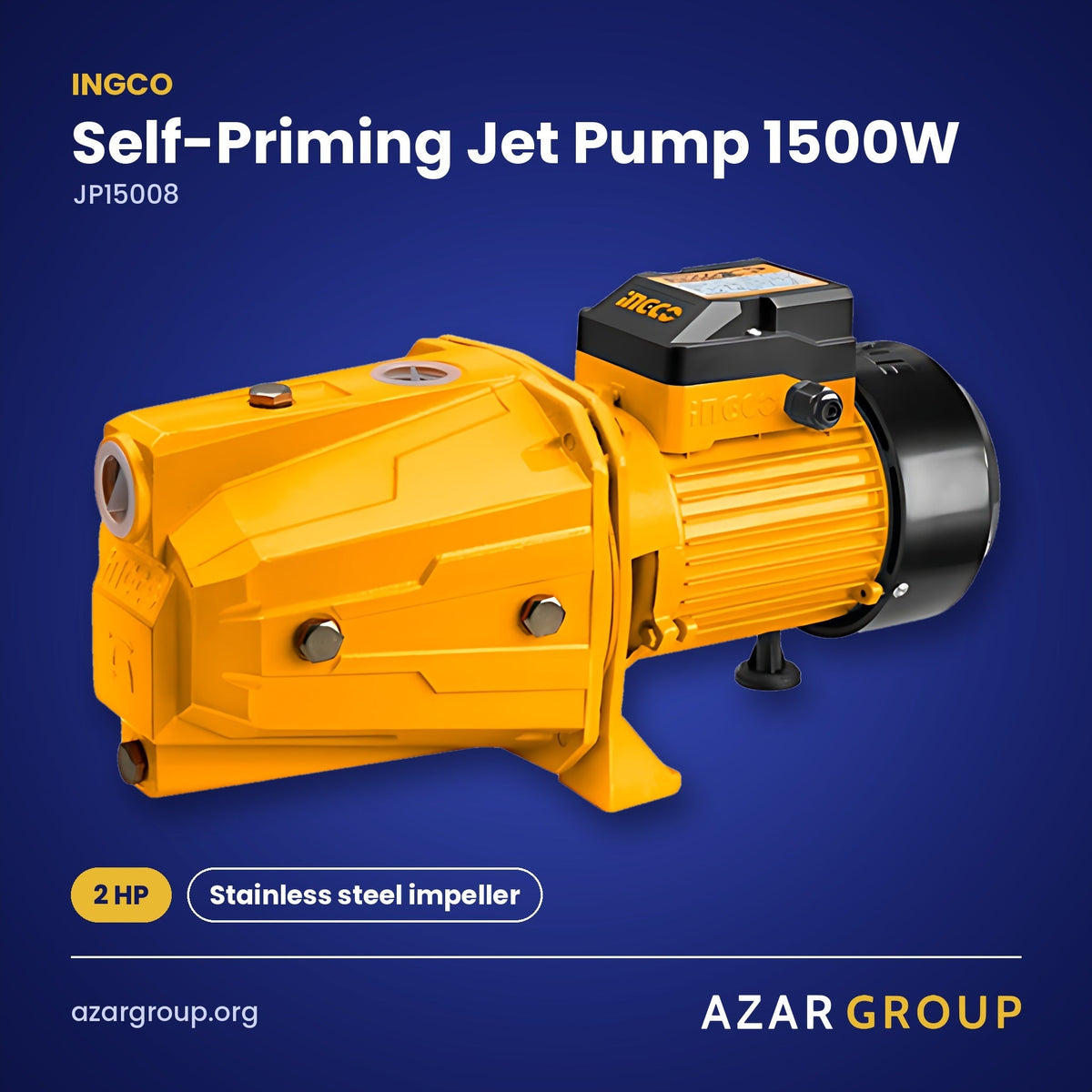 INGCO JP15008 Self-Priming Jet Pump 1500W – 2 HP, Stainless steel impeller