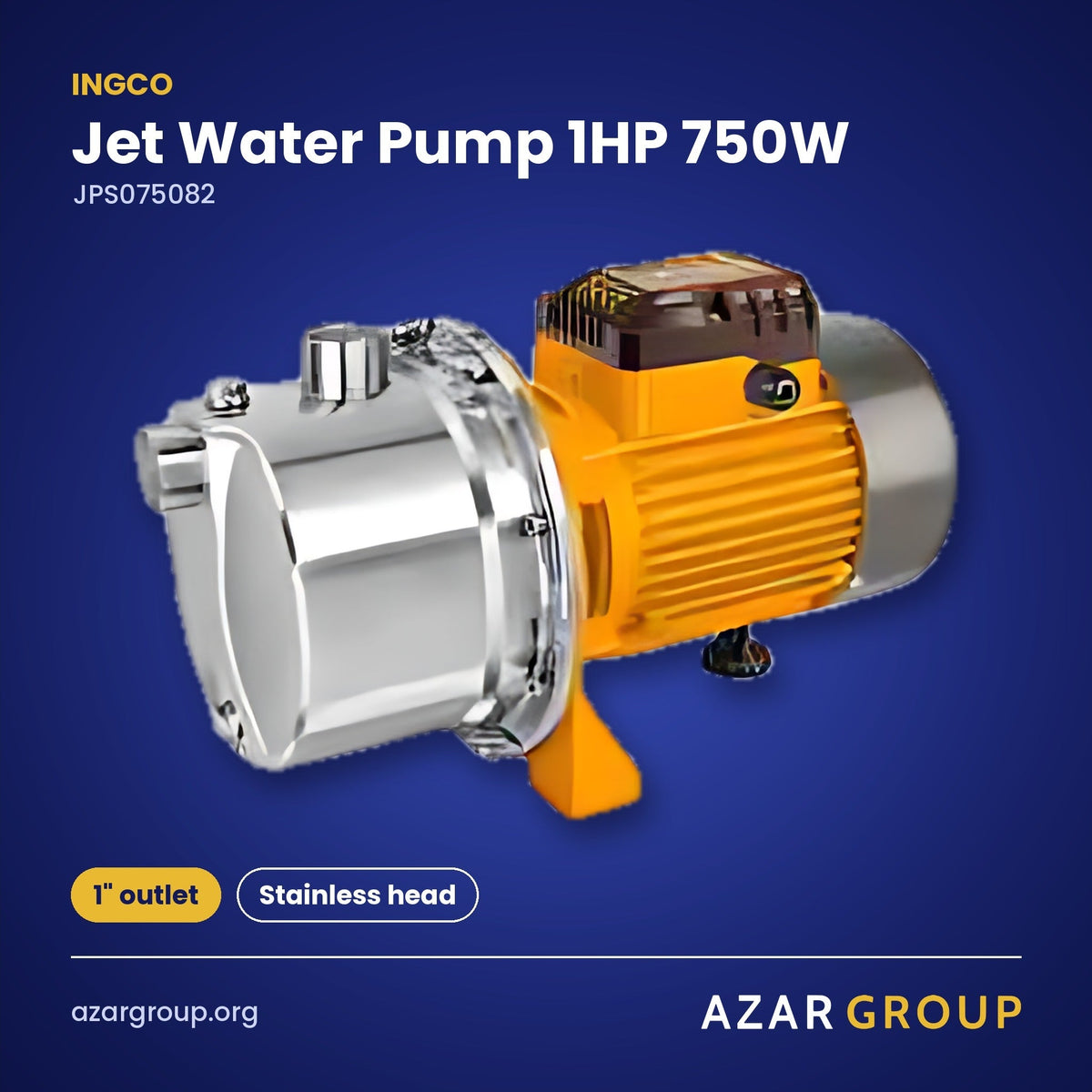 INGCO JPS075082 Jet Water Pump 1HP 750W – 1" outlet, Stainless head