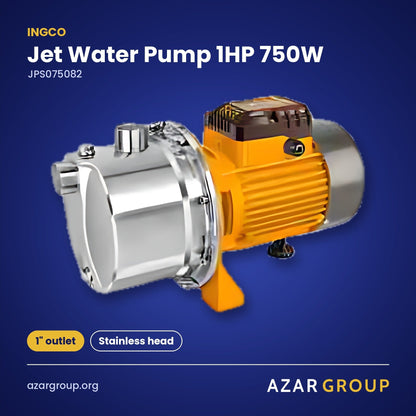 INGCO JPS075082 Jet Water Pump 1HP 750W – 1" outlet, Stainless head