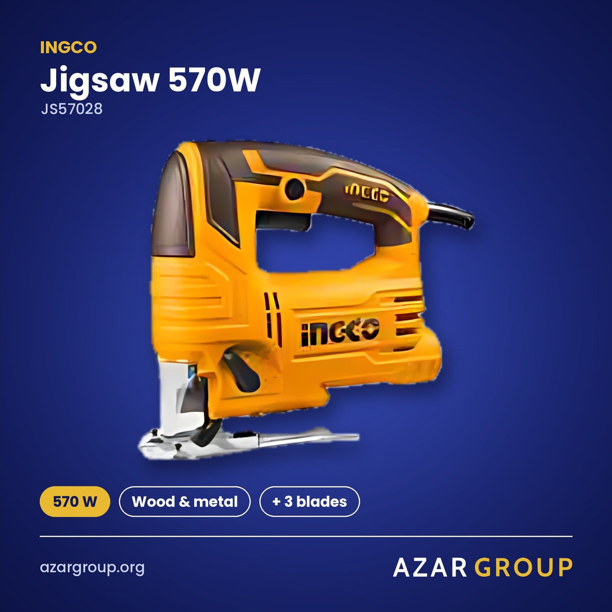 INGCO JS57028 Jigsaw 570W – 570 W, Wood & metal, + 3 blades