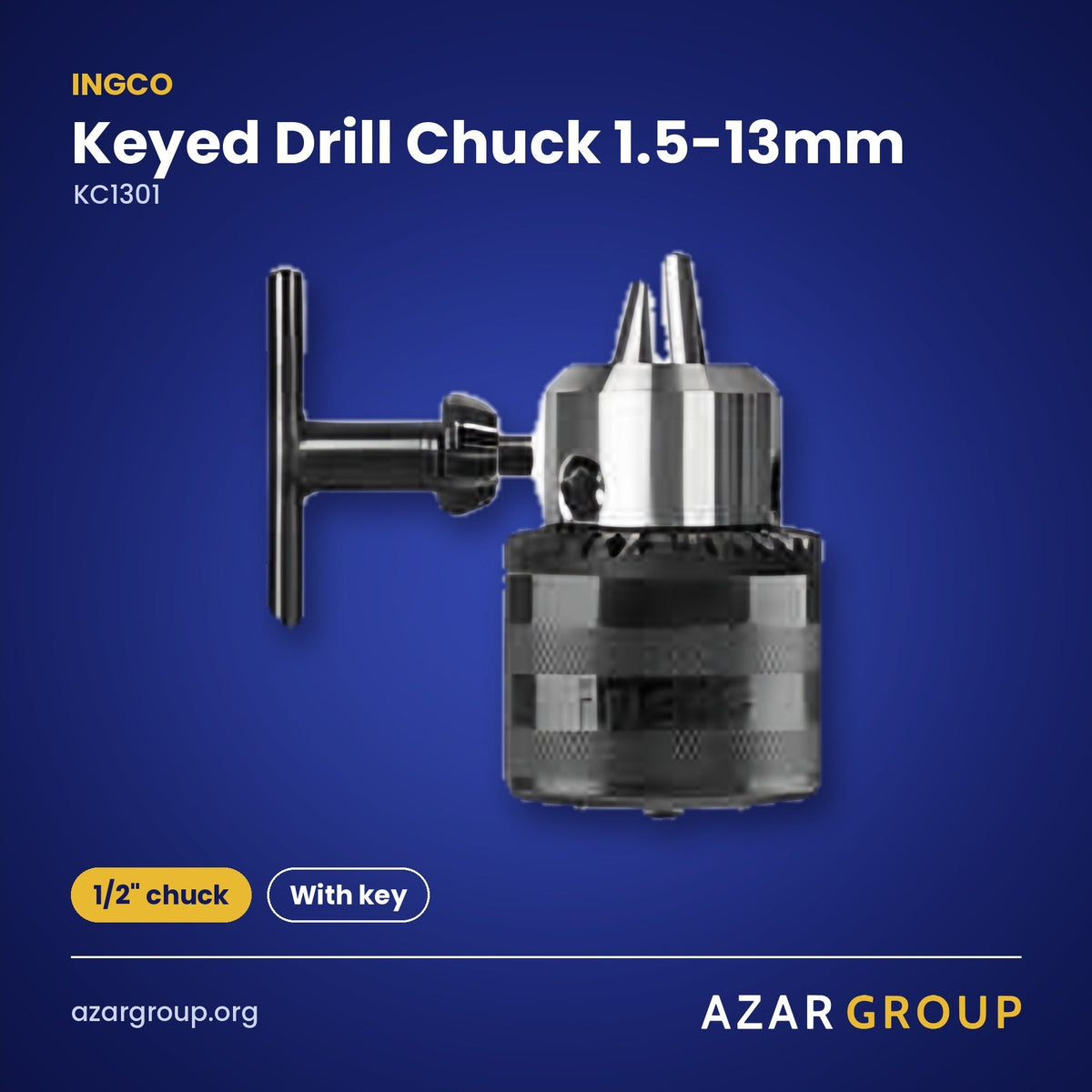 INGCO KC1301 Keyed Drill Chuck 1.5-13mm – 1/2" chuck, With key