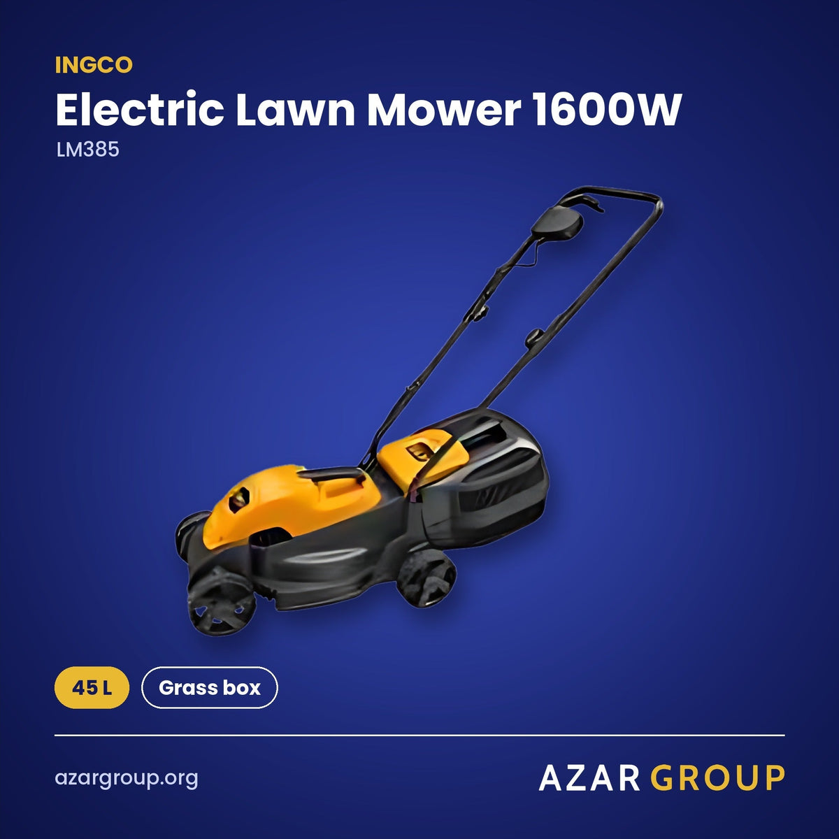 INGCO LM385 Electric Lawn Mower 1600W – 45 L, Grass box