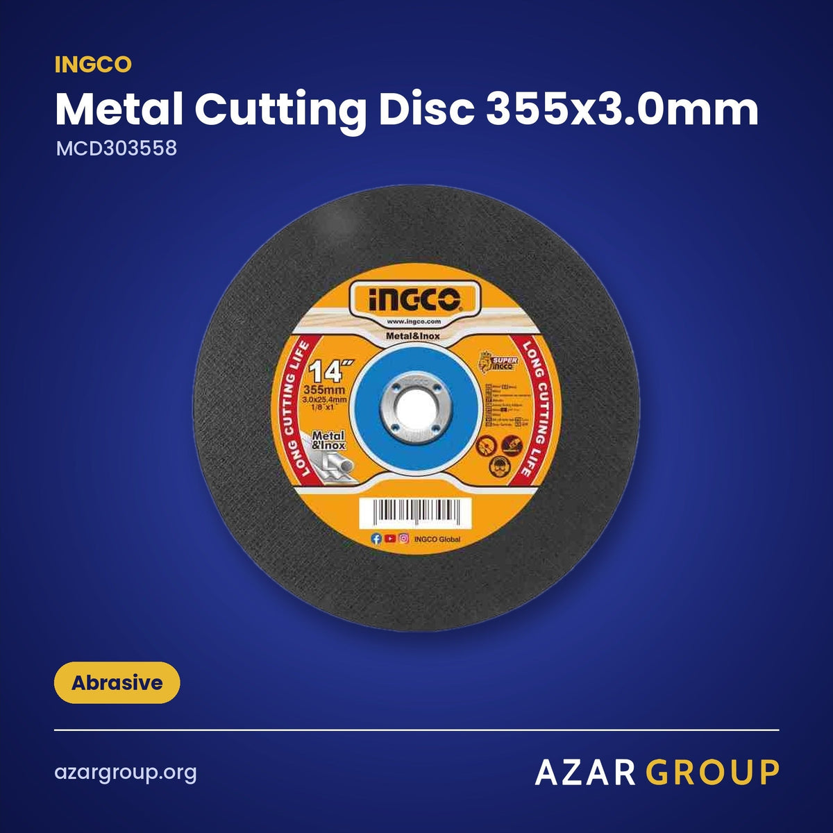INGCO MCD303558 Metal Cutting Disc 355x3.0mm – Abrasive